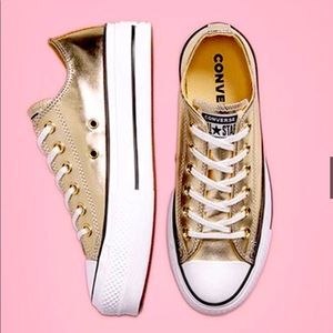Converse All Stars Gold Metallic Platform 8.5W